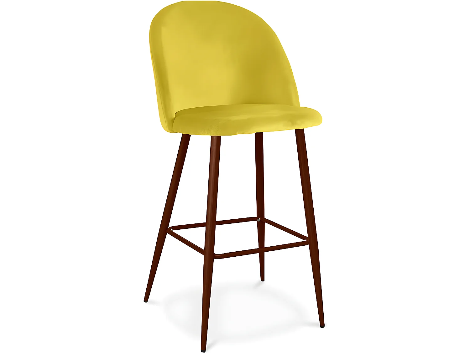 Tabouret tapissé en velours - Design scandinave - Evelyne Jaune