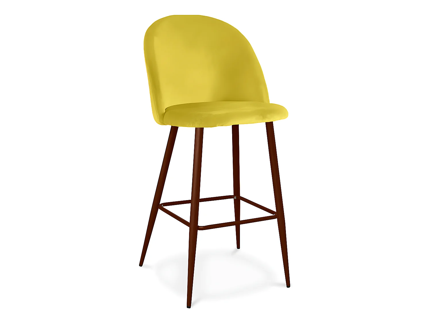 Tabouret tapissé en velours - Design scandinave - Evelyne Jaune
