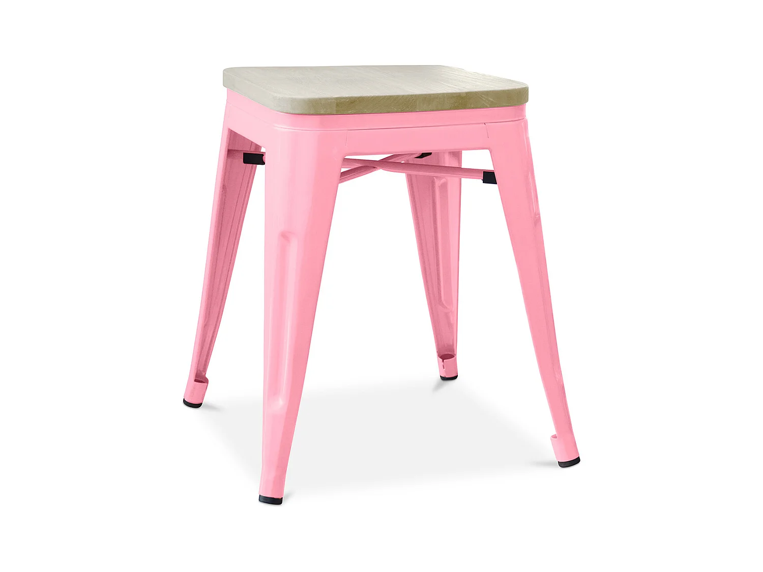 Tabouret Design Industriel - Bois & Métal - 45cm - Stylix Rose