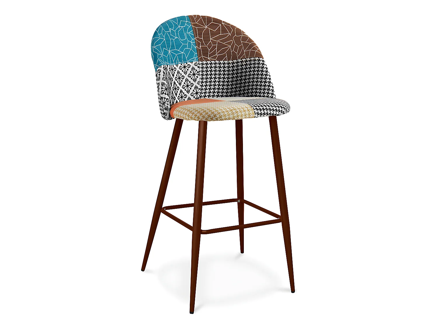 Gepolsterter Hocker im Patchwork-Stil - Skandinavischer Stil - Patty