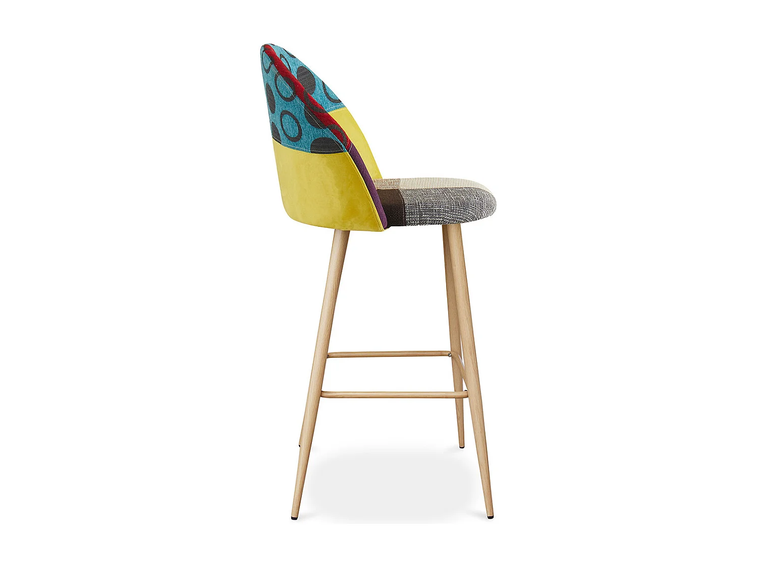 Tabouret Rembourré en Patchwork - Style Scandinave - Evelyne Multicolore