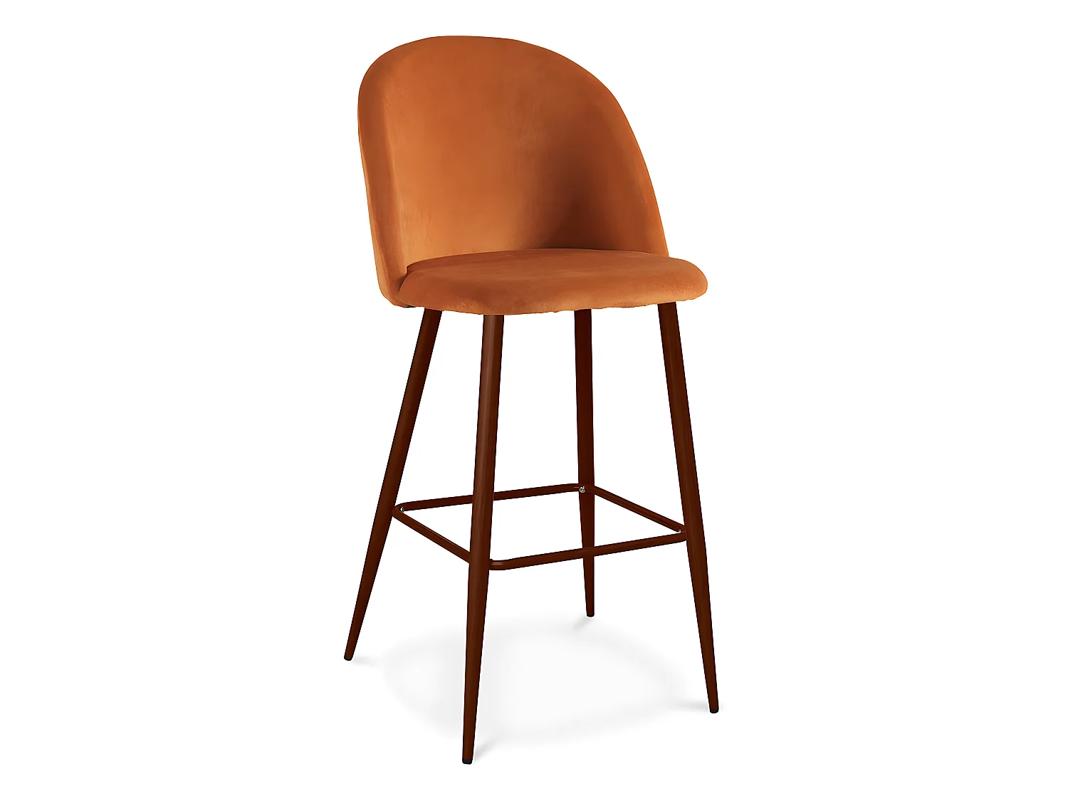 Tabouret tapissé en velours - Design scandinave - Evelyne Orange rougeâtre