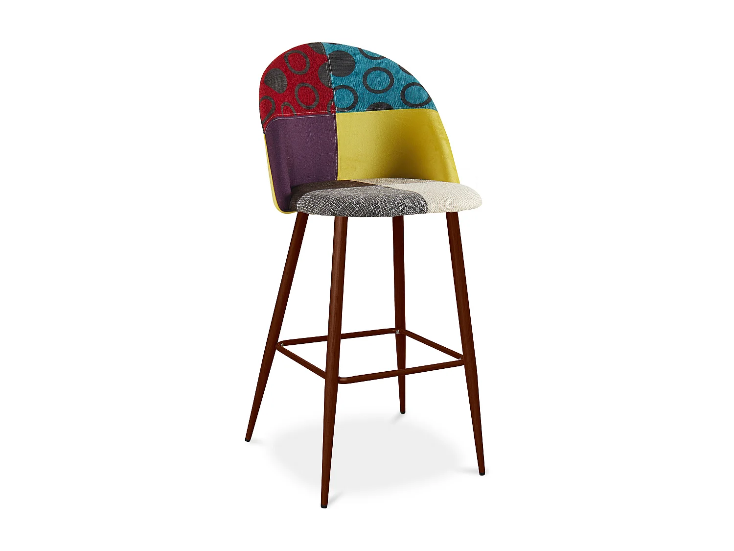 Tabouret Rembourré en Patchwork - Style Scandinave - Ray Multicolore