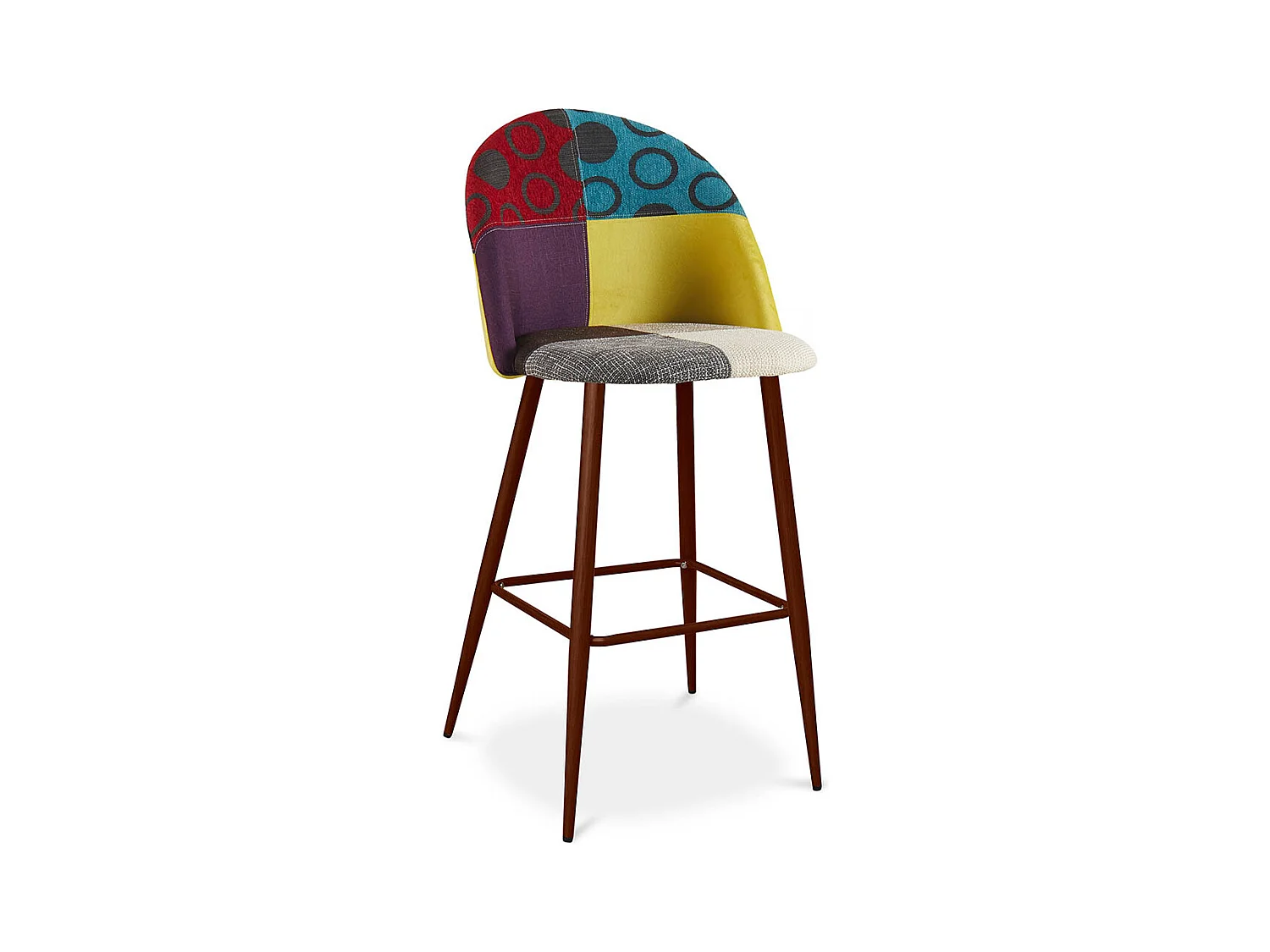 Tabouret Rembourré en Patchwork - Style Scandinave - Ray Multicolore