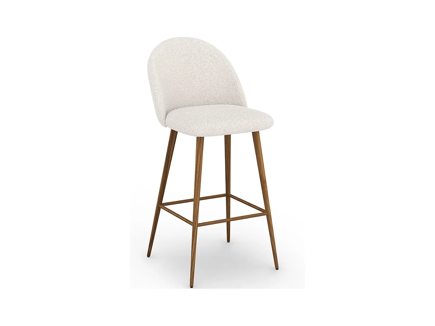 Tabouret tapissé en tissu bouclé - Design scandinave - Evelyne Blanc