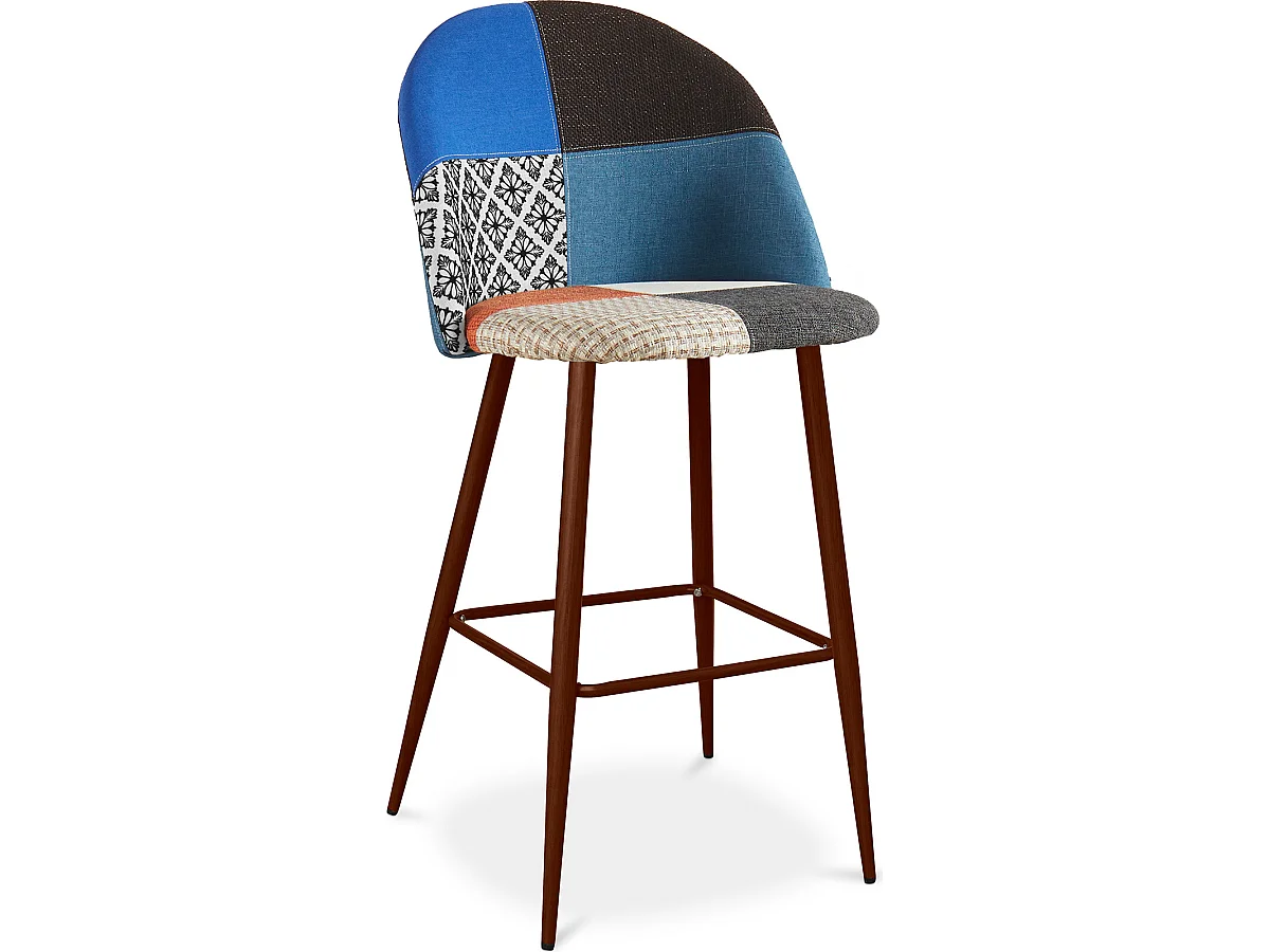 Tabouret Rembourré en Patchwork - Style Scandinave - Pixi Multicolore