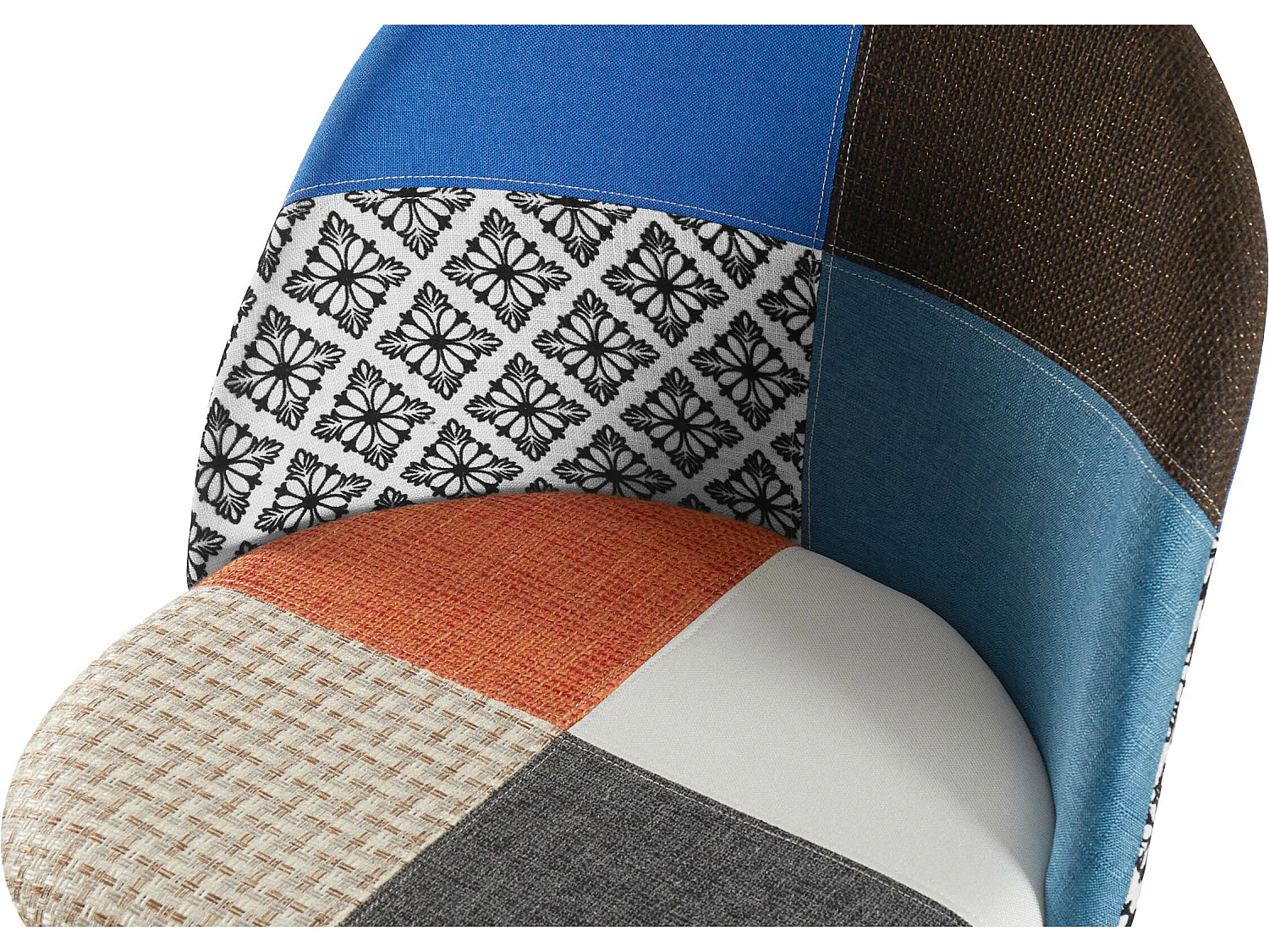 Tabouret Rembourré en Patchwork - Style Scandinave - Pixi Multicolore