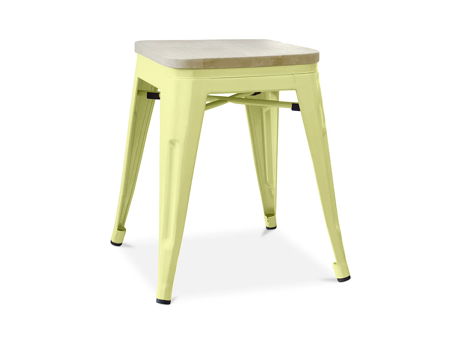 Tabouret Design Industriel - Bois & Métal - 45cm - Stylix Jaune pâle