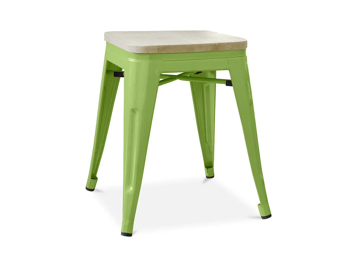 Tabouret Design Industriel - Bois & Métal - 45cm - Stylix Vert clair
