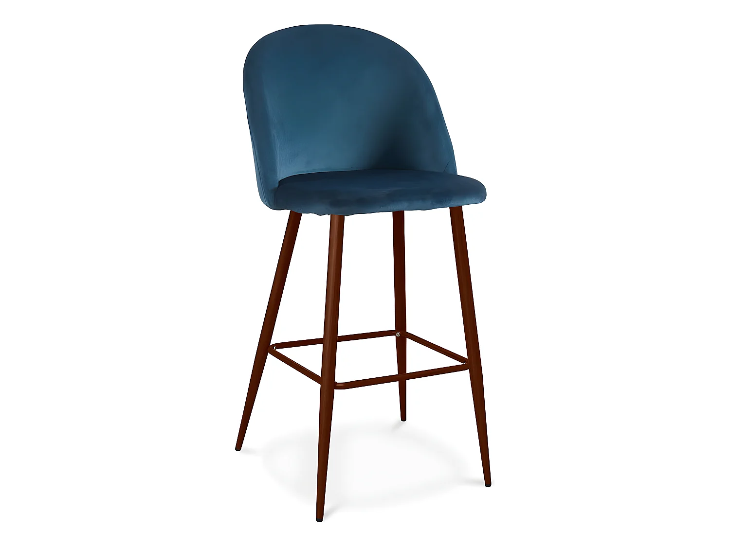 Tabouret tapissé en velours - Design scandinave - Evelyne Bleu foncé