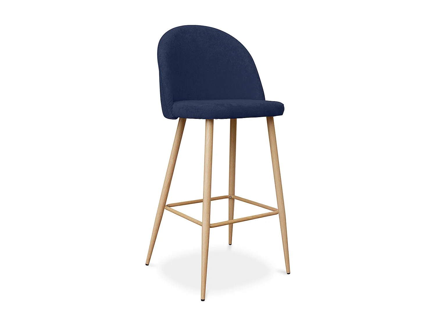 Tabouret tapissé en tissu - design scandinave - 76cm - Evelyne Bleu foncé