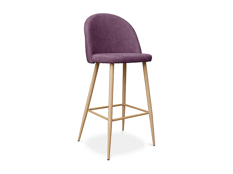 Tabouret tapissé en tissu - design scandinave - 76cm - Evelyne Violet