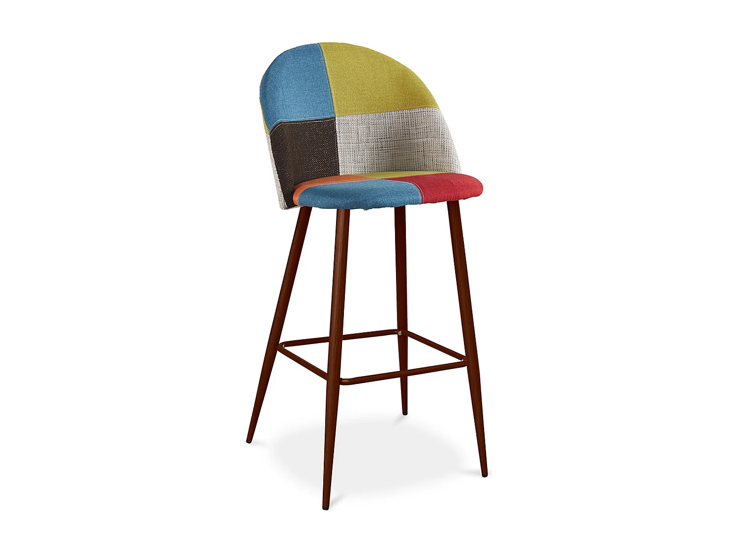 Tabouret Rembourré en Patchwork - Style Scandinave - Simona Multicolore