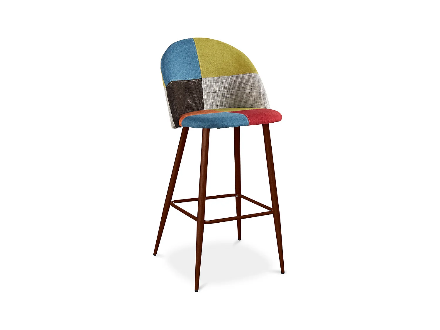 Tabouret Rembourré en Patchwork - Style Scandinave - Simona Multicolore