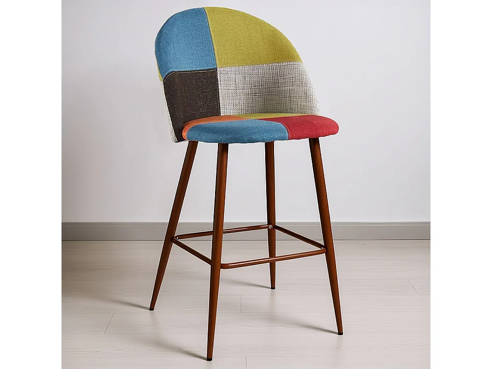 Tabouret Rembourré en Patchwork - Style Scandinave - Simona Multicolore