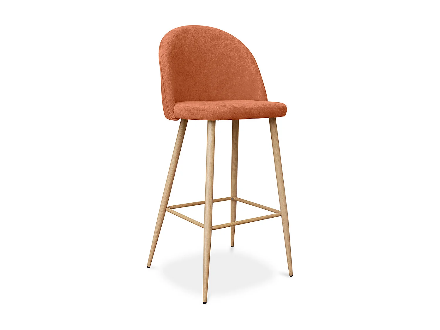Tabouret tapissé en tissu - design scandinave - 76cm - Evelyne Orange