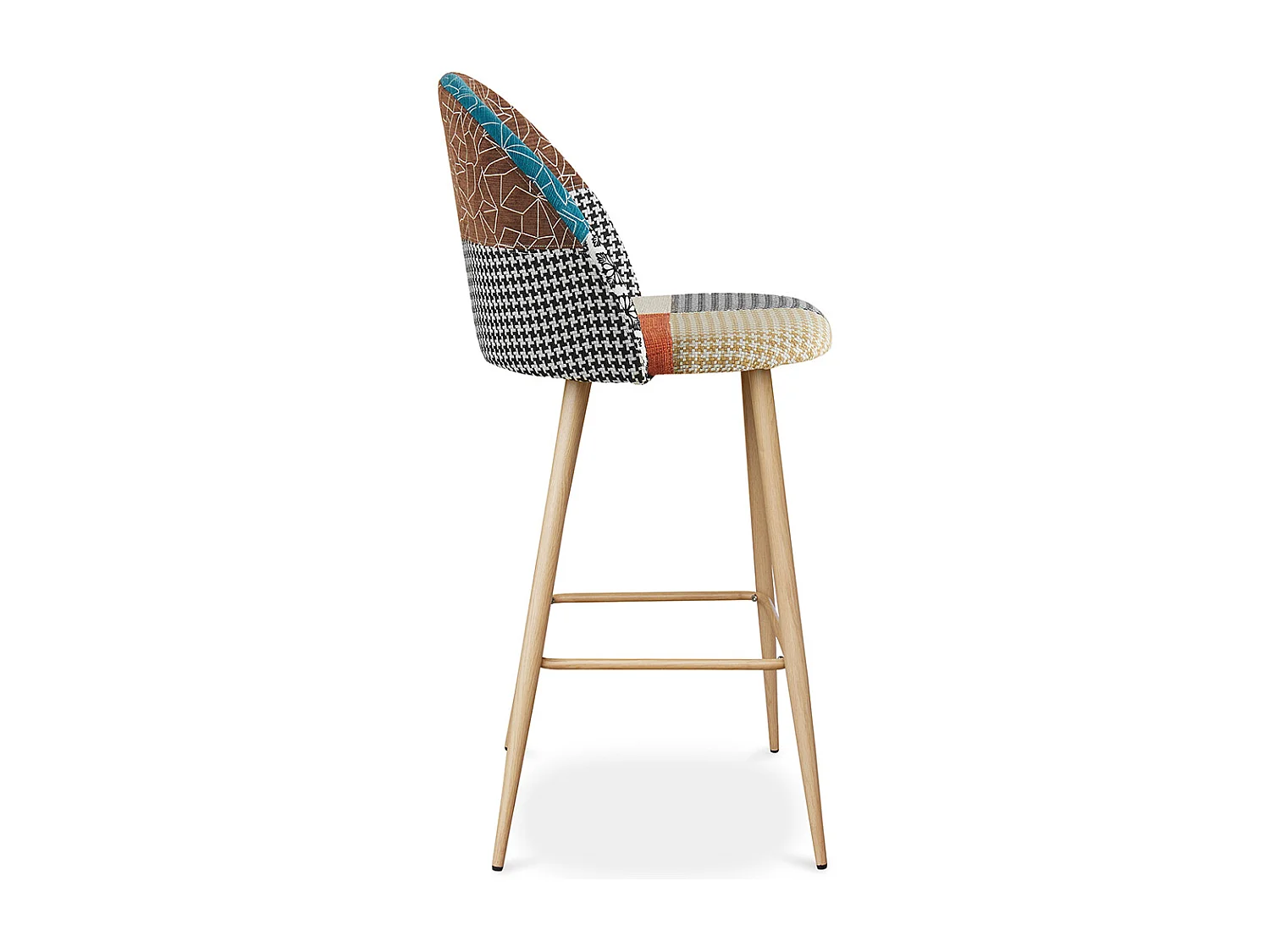 Tabouret Rembourré en Patchwork - Style Scandinave - Evelyne  Multicolore