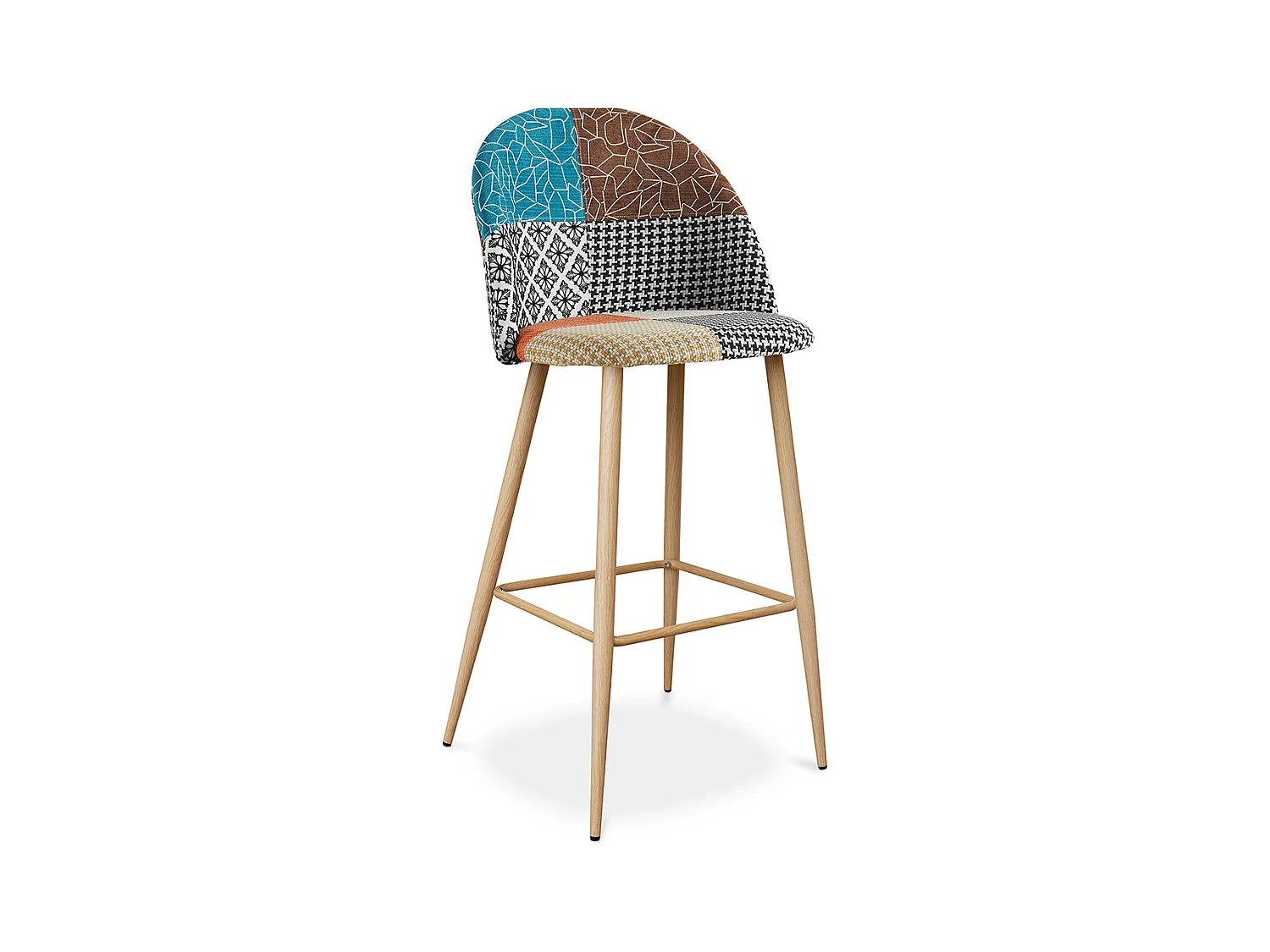 Gepolsterter Hocker im Patchwork-Stil - Skandinavischer Stil - Evelyne