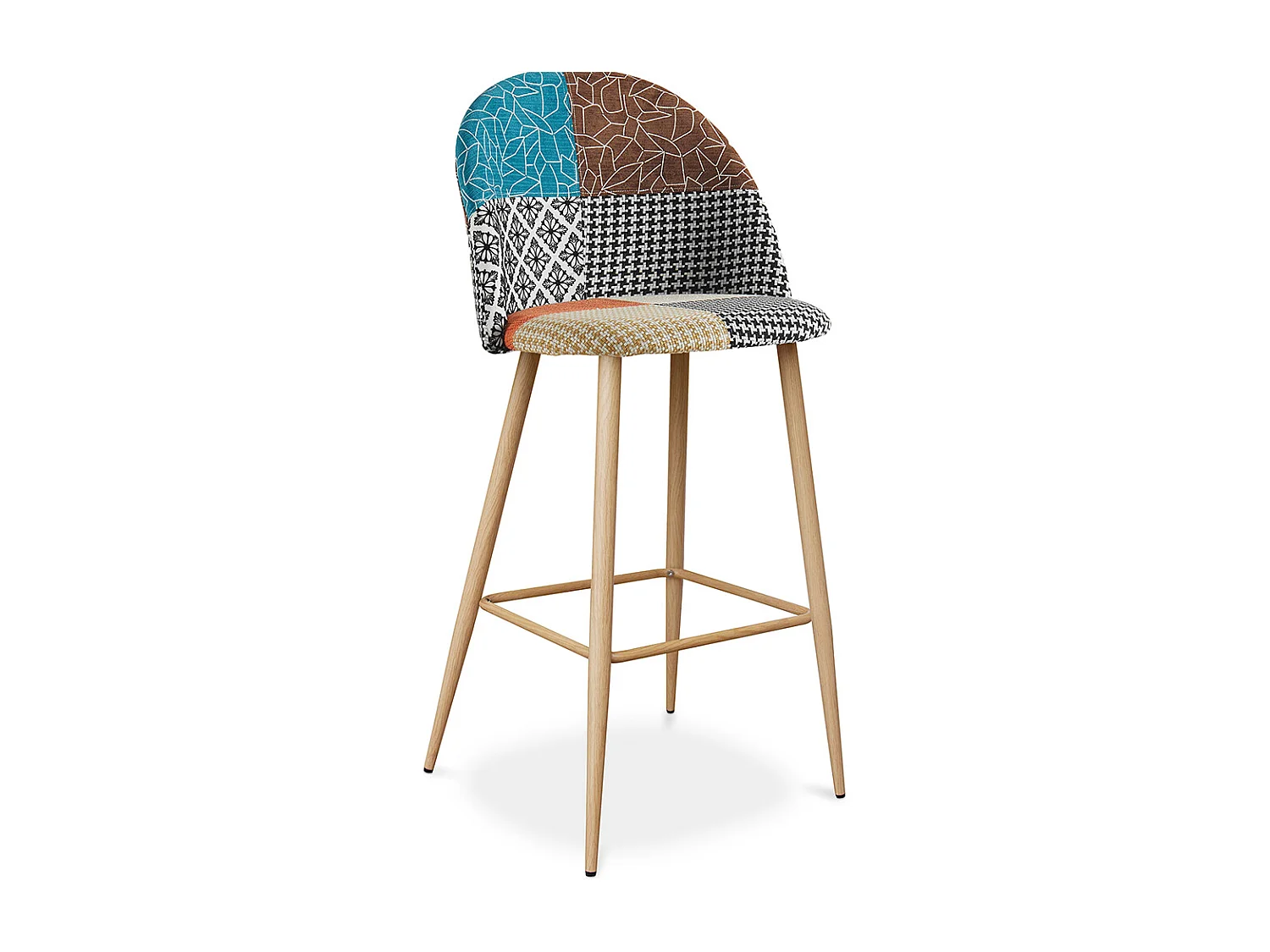 Gepolsterter Hocker im Patchwork-Stil - Skandinavischer Stil - Evelyne