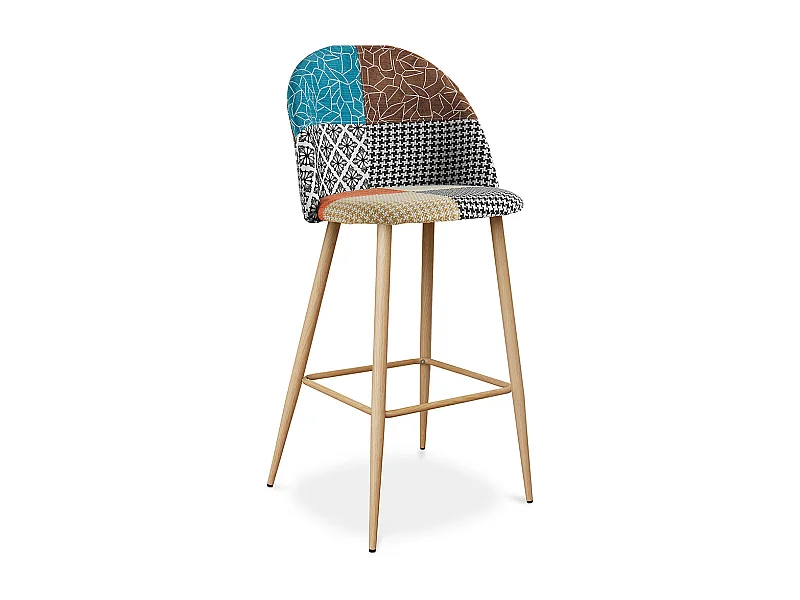 Sgabello Imbottito in Patchwork - Stile Scandinavo - Evelyne