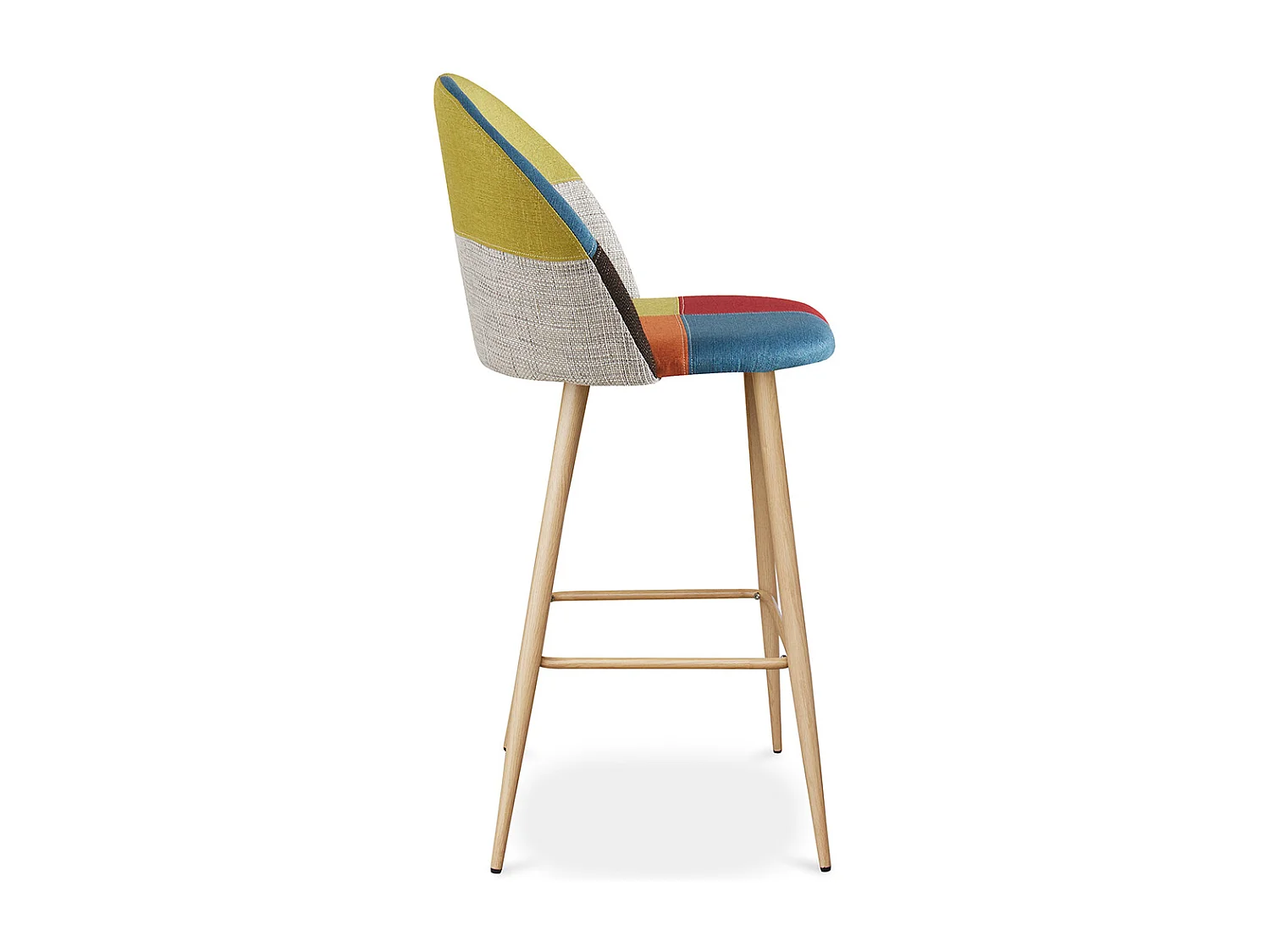 Tabouret Rembourré en Patchwork - Style Scandinave - Evelyne Multicolore