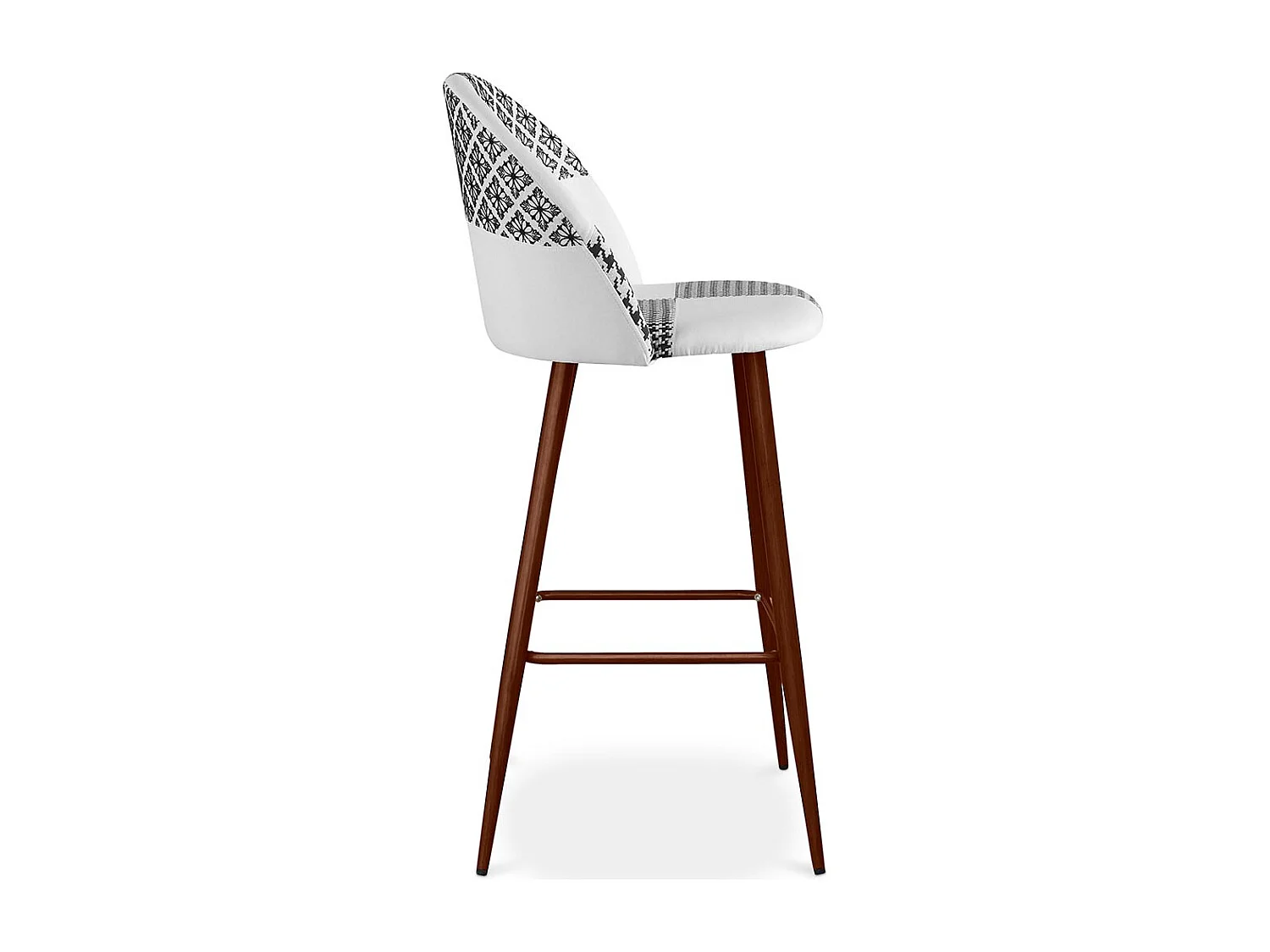 Sgabello imbottito patchwork - Stile scandinavo - Bianco e nero - Evelyne