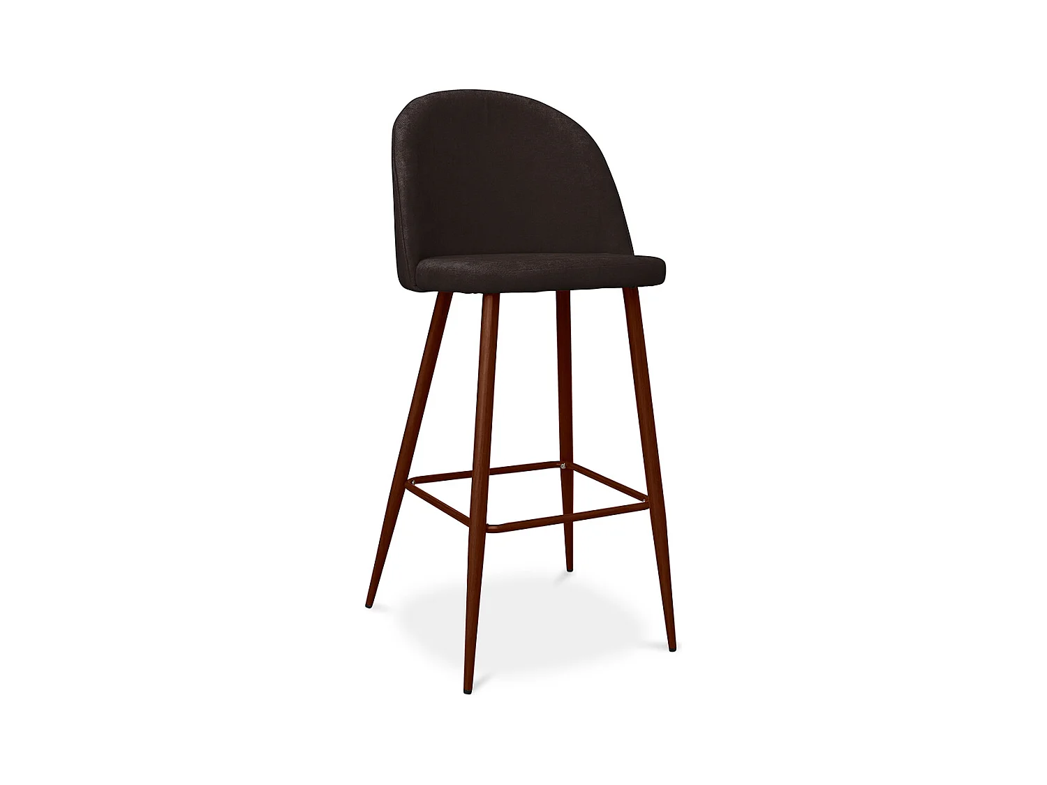 Tabouret rembourré en tissu - Design scandinave - 76cm - Evelyne Marron foncé