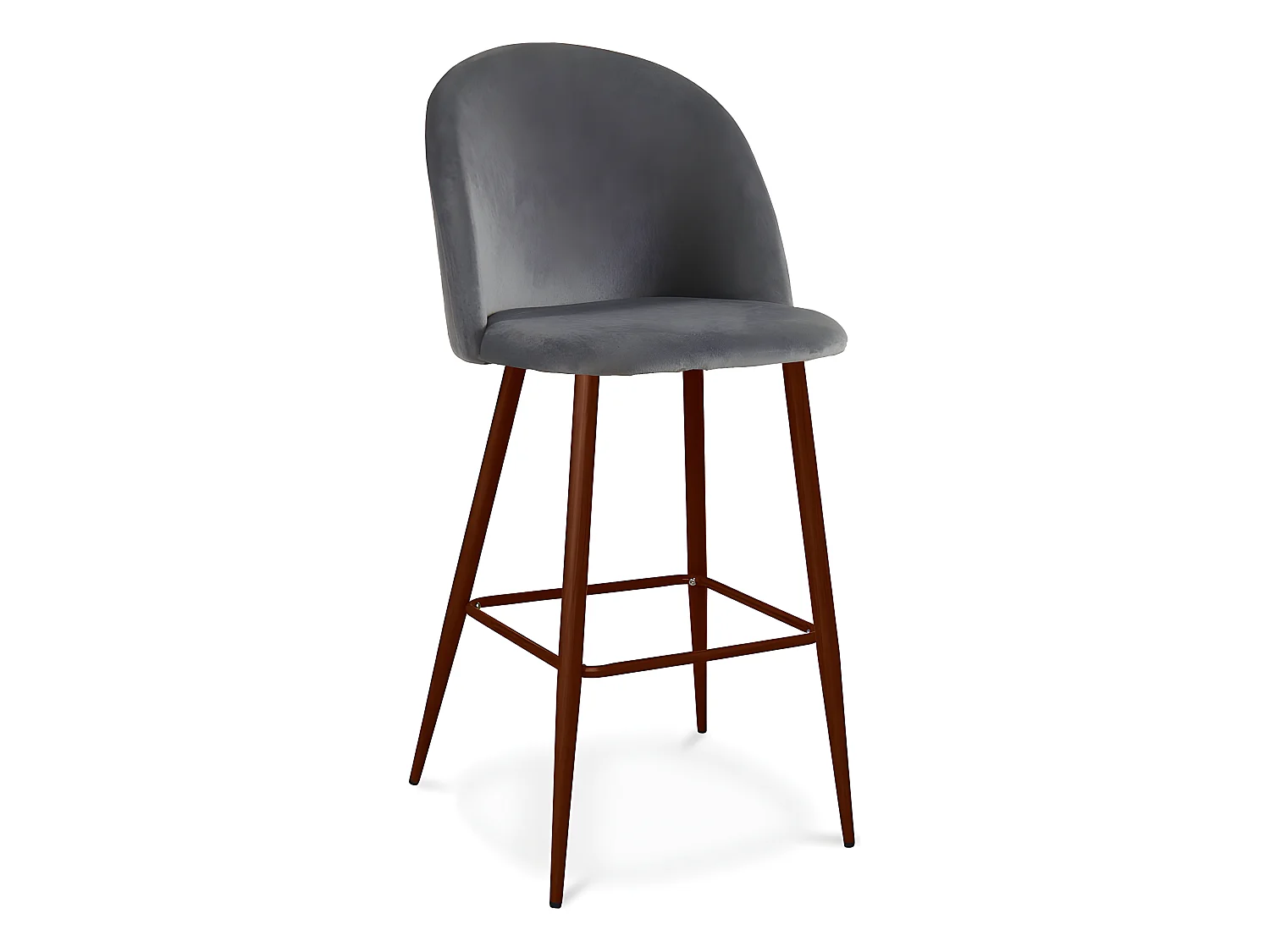 Tabouret tapissé en velours - Design scandinave - Evelyne Gris foncé