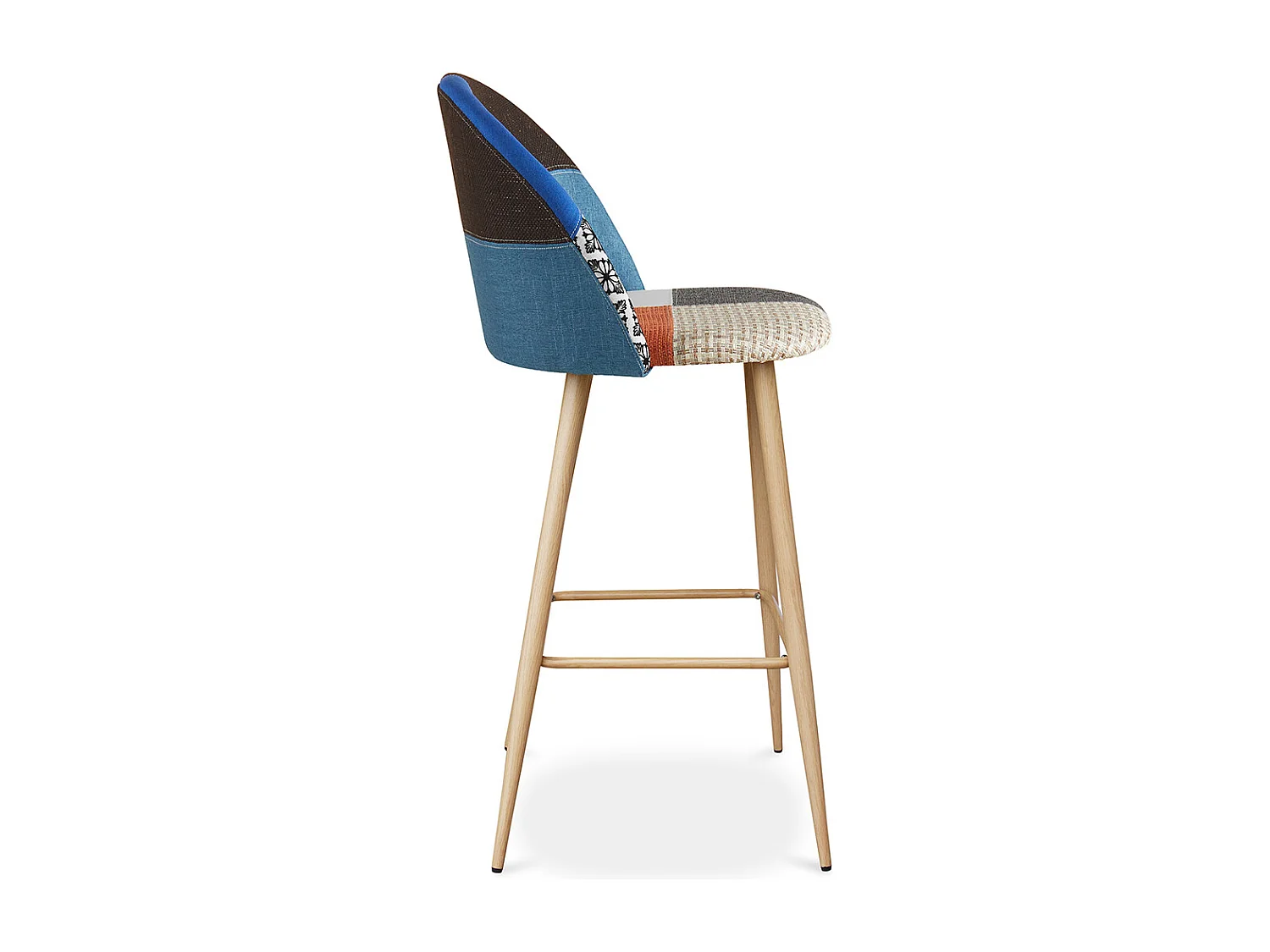 Tabouret Rembourré en Patchwork - Style Scandinave - Evelyne Multicolore