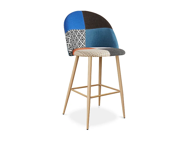 Sgabello Imbottito in Patchwork - Stile Scandinavo - Evelyne