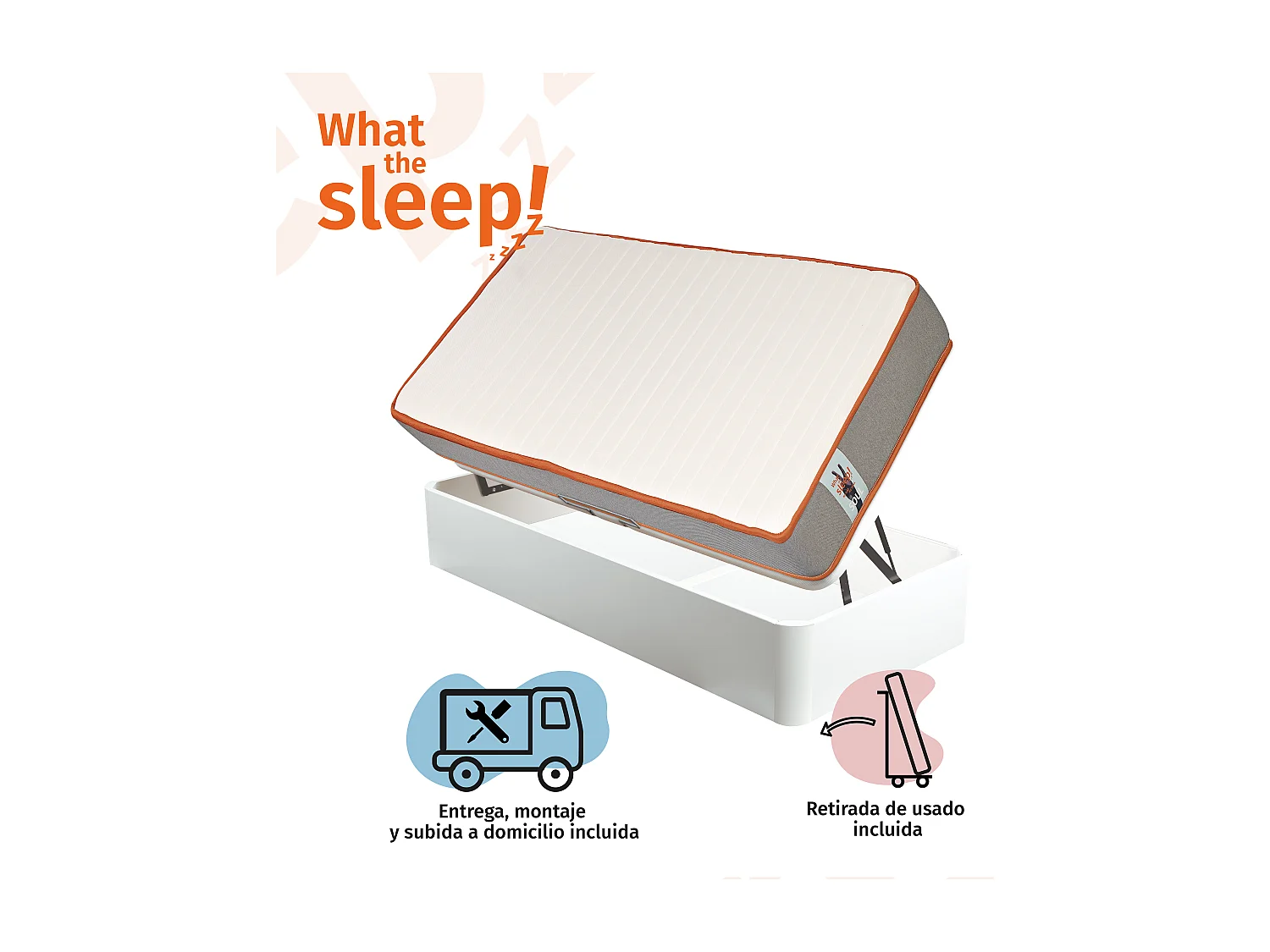 Pack ROCK What the Sleep, Colchón Sostenible HR Visco Soja Natural y Somier Reforzado 16 Láminas Madera, Entrega, Montaje y Retirada Usado 150x190