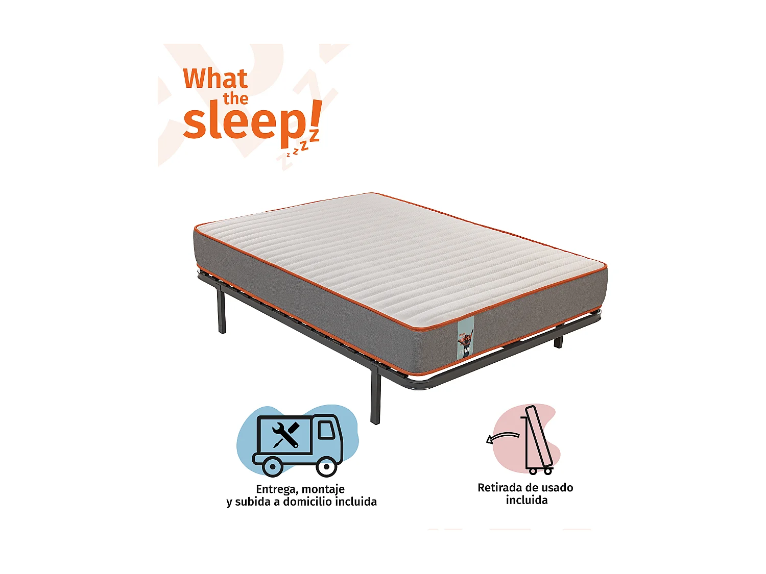 Pack FUNK What the Sleep, Colchón Sostenible Muelles Ensacado Visco + Somier Reforzado 16 Láminas Madera, Entrega, Montaje y Retirada Usado 150x190