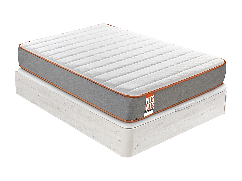 Pack ROCK What the Sleep, Colchón Sostenible HR Visco Soja Natural + Canapé Abatible Glaciar Gran Capacidad, Entrega, Montaje y Retirada Usado 90x190