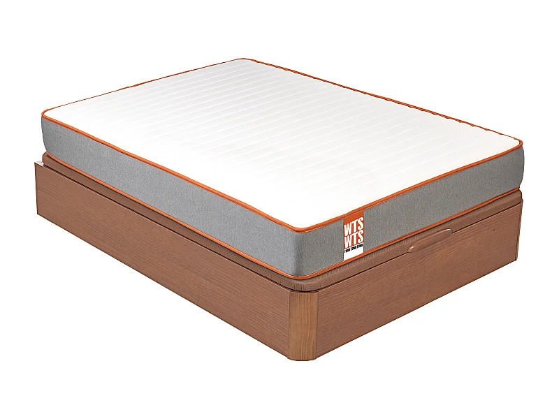 Pack FUNK What the Sleep, Colchón Sostenible Muelles Ensacado Visco + Canapé Abatible Cerezo Gran Capacidad, Entrega, Montaje y Retirada Usado 150x190