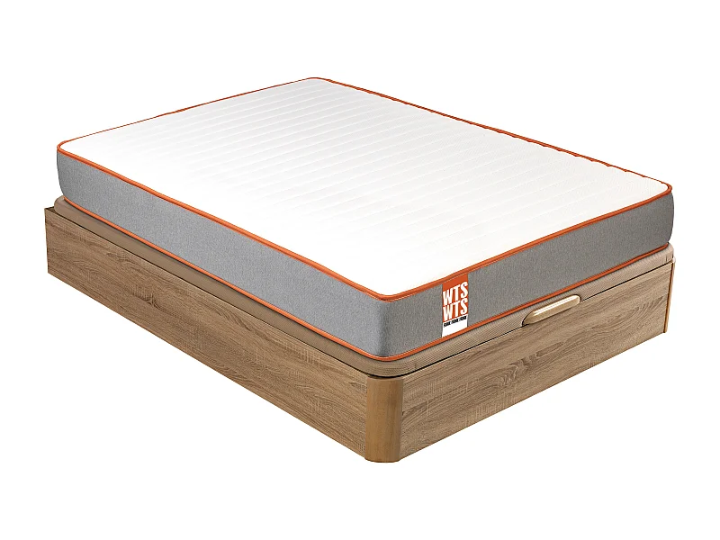 Pack FUNK What the Sleep, Colchón Sostenible Muelles Ensacado Visco + Canapé Abatible Natural Gran Capacidad, Entrega Montaje y Retirada Usado 150x190