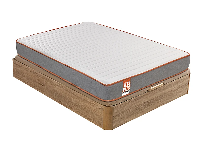 Pack RAP What the Sleep, Colchón Sostenible HR con Visco y Canapé Natural Gran Capacidad, Entrega, Montaje y Retirada de Usado Incluida 90x190