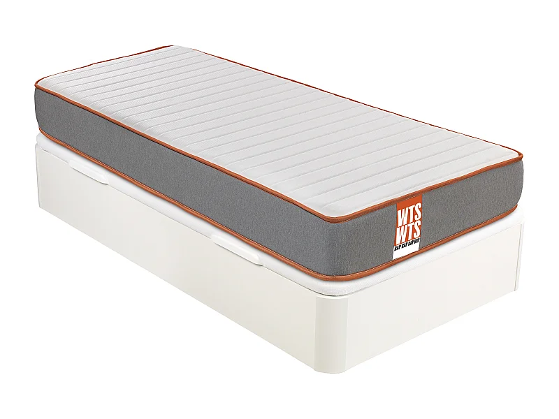 Pack RAP What the Sleep, Colchón Sostenible HR con Visco + Canapé Juvenil Apertura Lateral Blanco, Entrega, Montaje y Retirada Usado Incluido 90x190