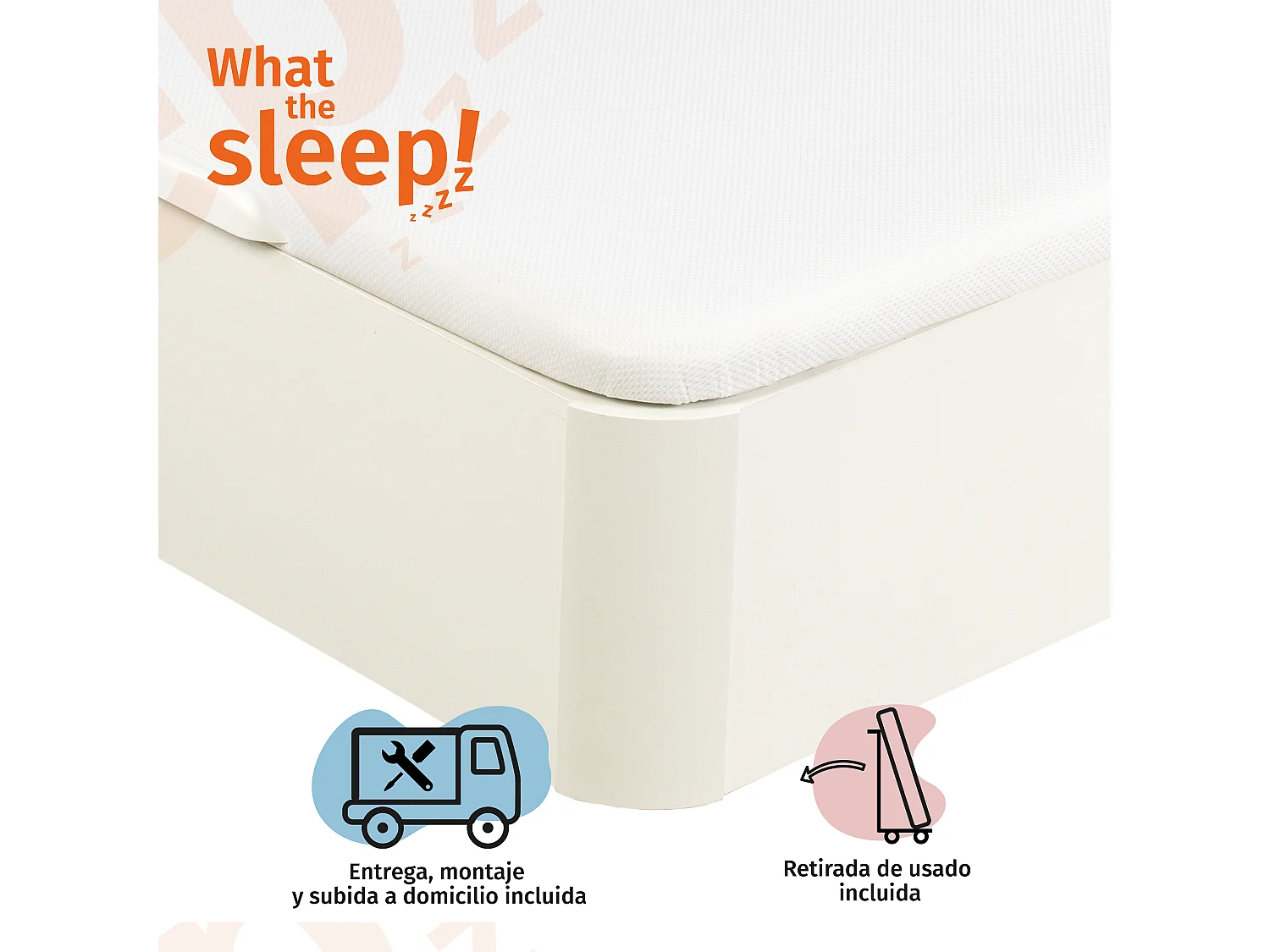Canapé Juvenil Blanco, 105x190 cm, Apertura Lateral, Entrega, Montaje y Retirada Usado GRATIS. What The Sleep