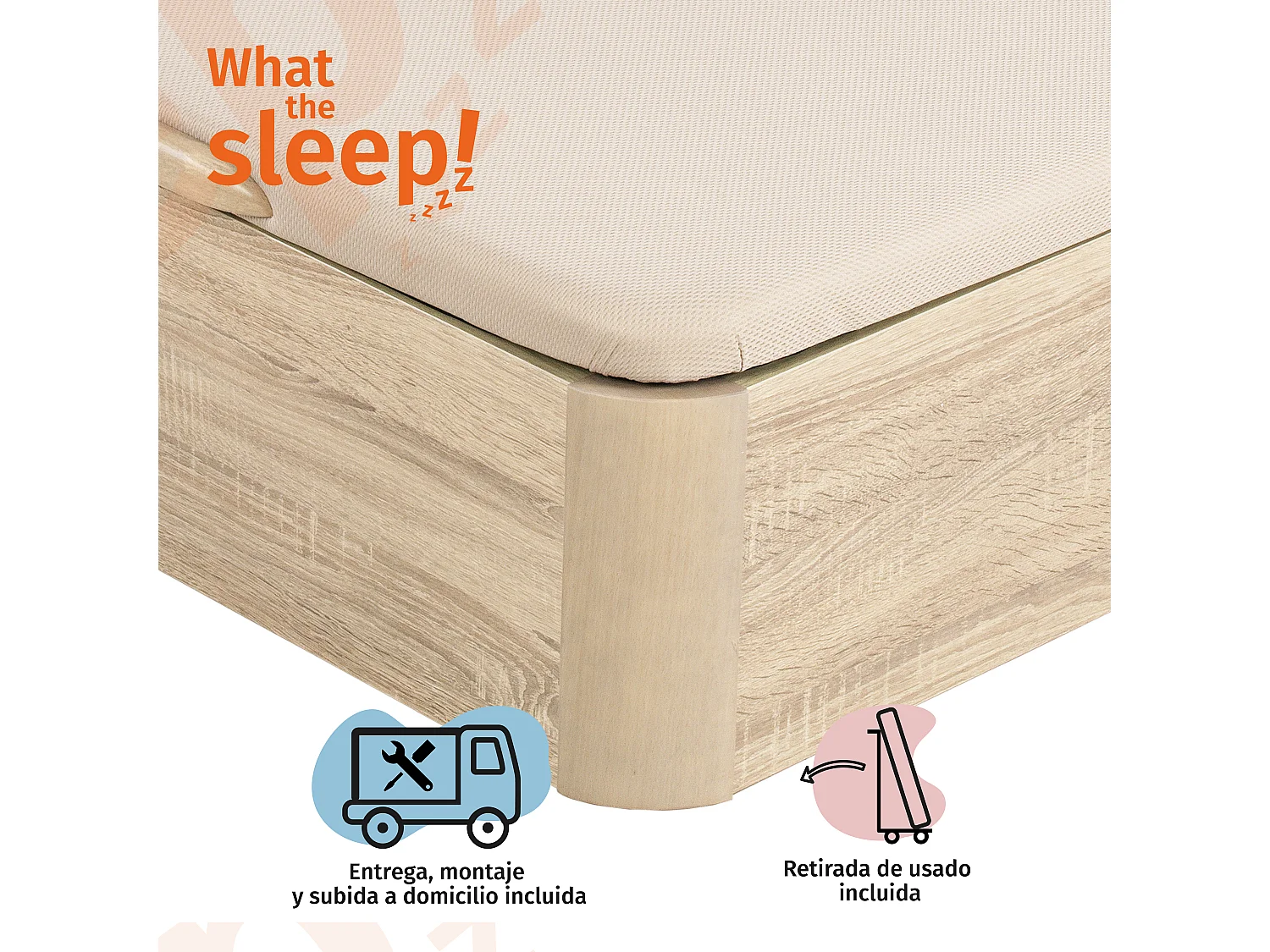 Sommier juvenil 90 x 190 cm WTS | Natural | Lateral | Montagem e remoção incl.