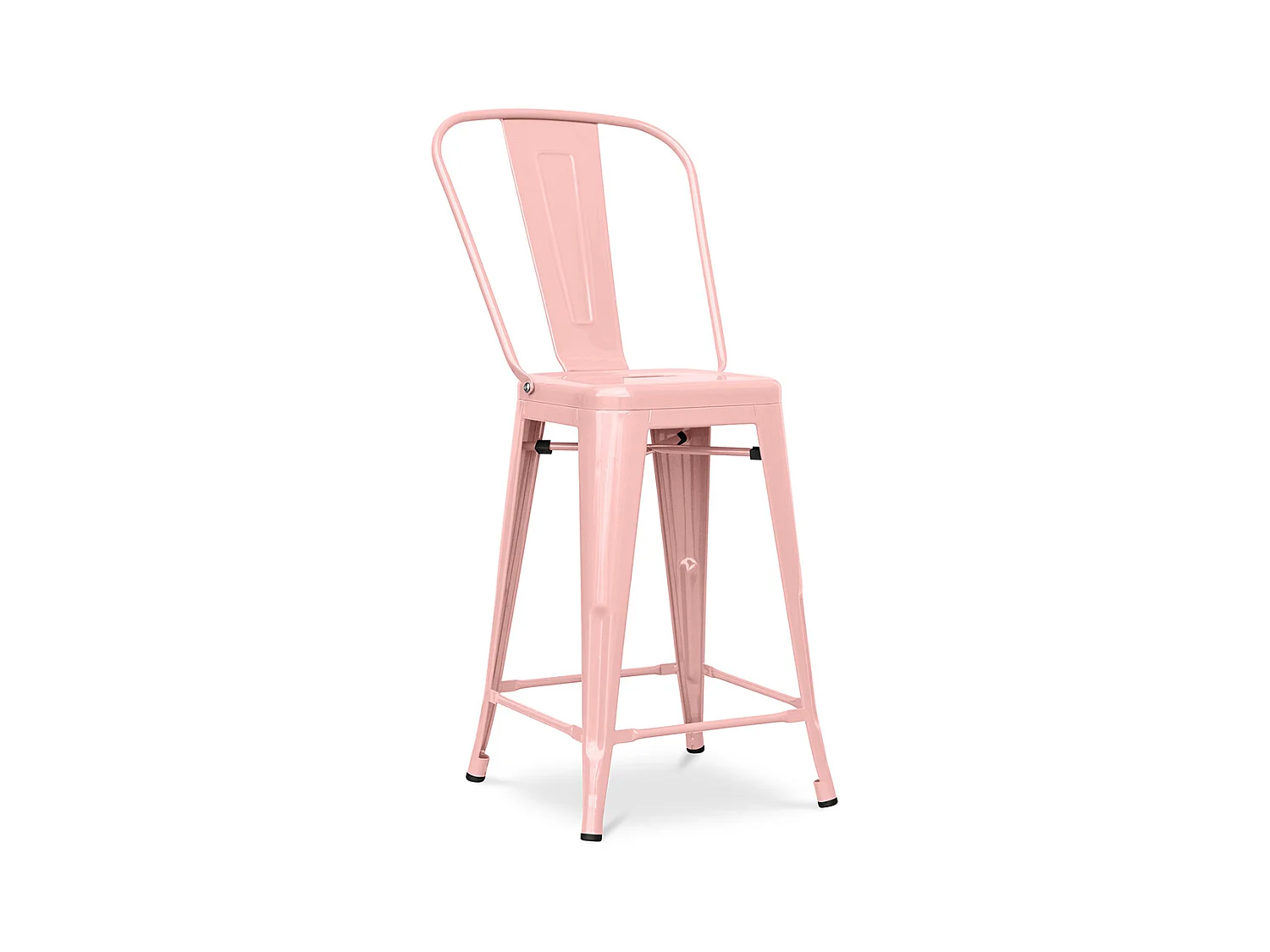 Tabouret de bar avec dossier - design industriel - 60cm - Stylix Orange pâle