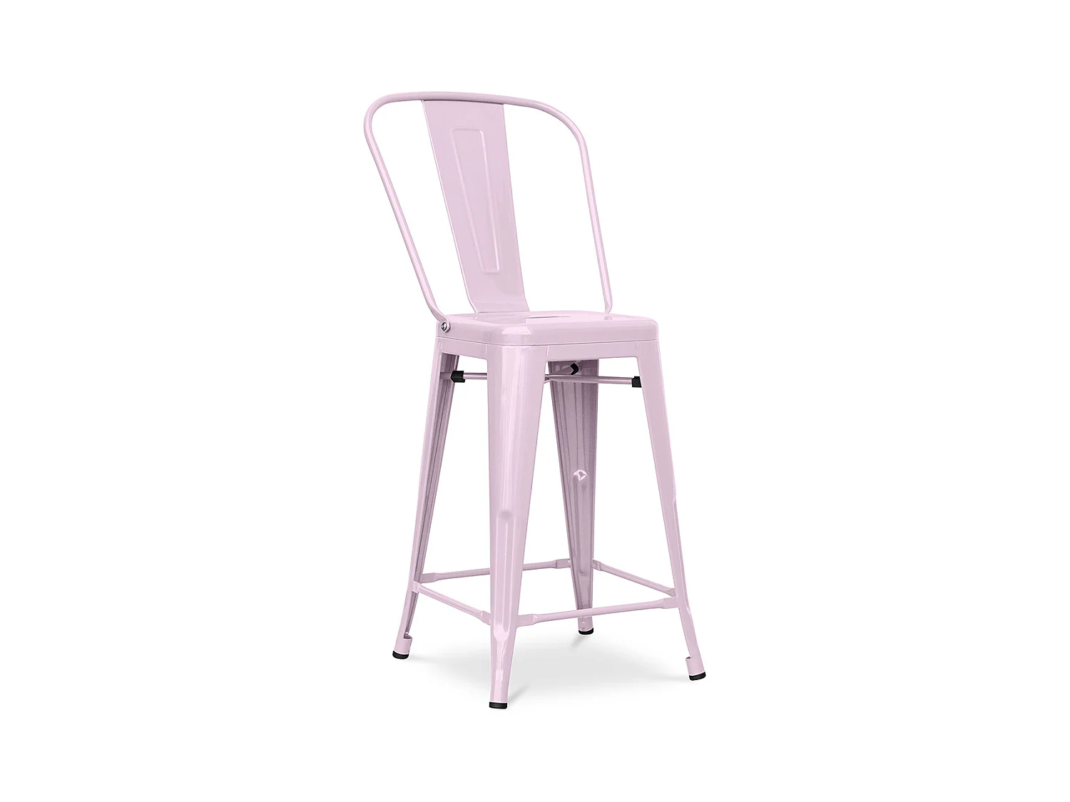 Tabouret de bar avec dossier - design industriel - 60cm - Stylix Rose pâle