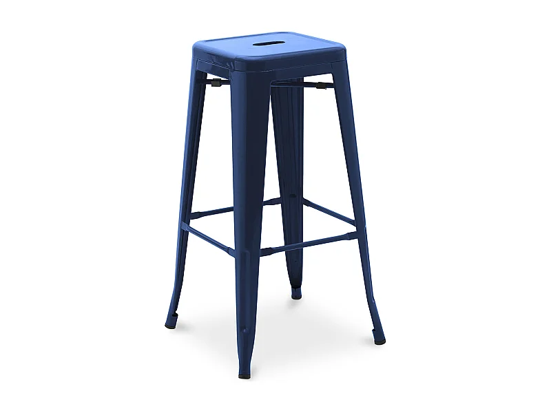 Tabouret de bar – Style industriel – Acier – 76 cm – Stylix Bleu foncé
