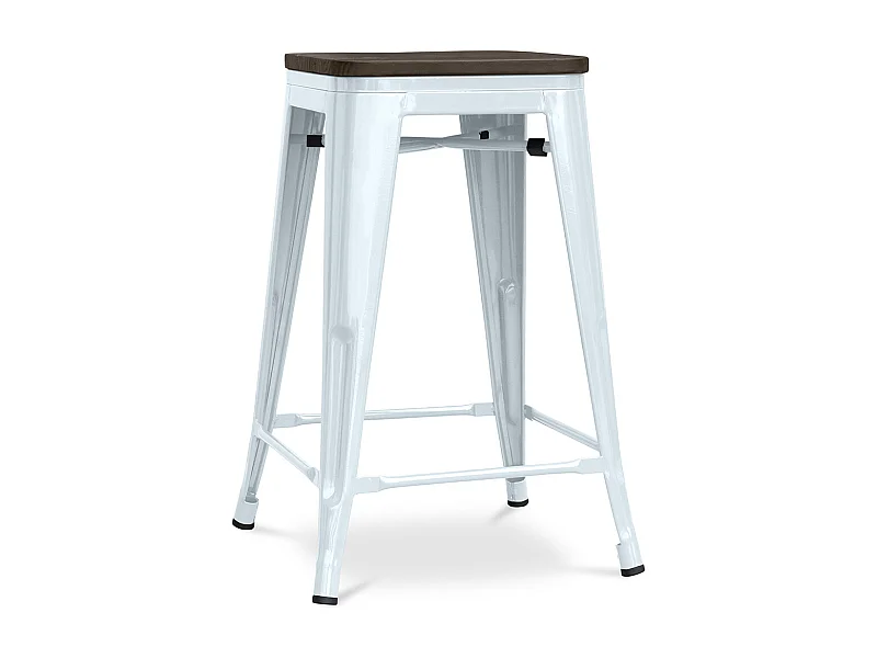 Tabouret de Bar - Design Industriel - Bois et Acier - 60cm -Stylix Bleu gris