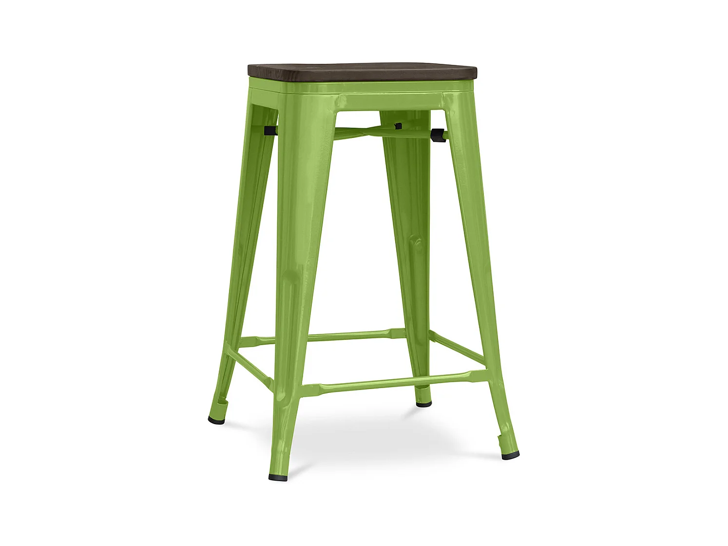 Tabouret de Bar - Design Industriel - Bois et Acier - 60cm -Stylix Vert clair