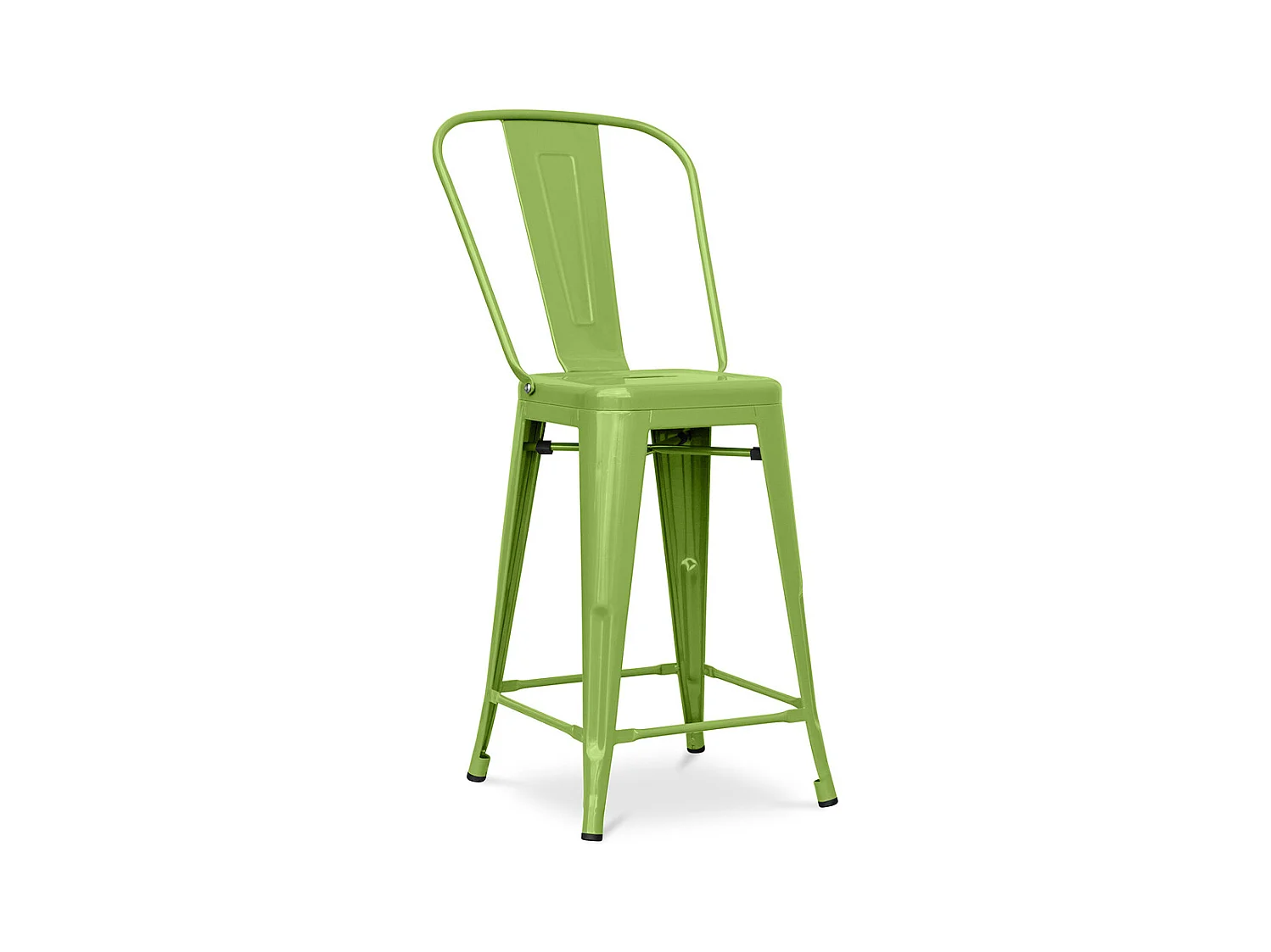 Tabouret de bar avec dossier - design industriel - 60cm - Stylix Vert clair
