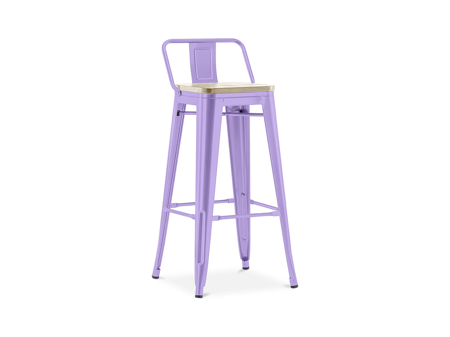 Tabouret de bar avec dossier - design industriel - 76 cm - Stylix Violet pastel