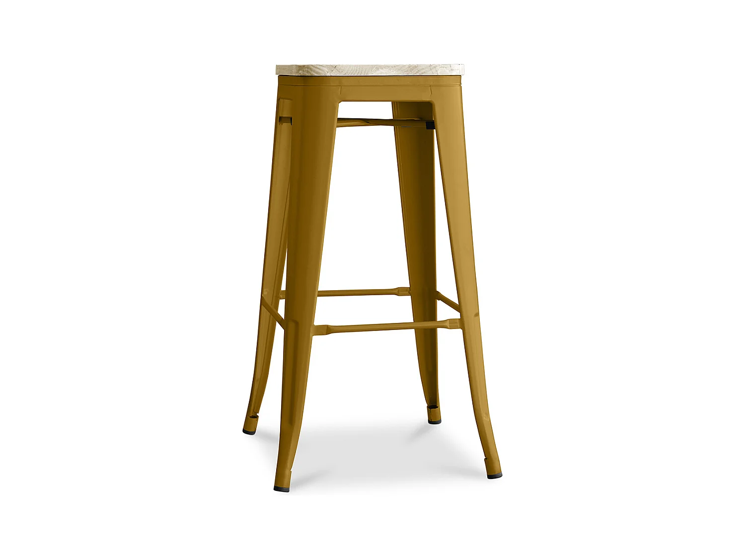 Tabouret de Bar - Design Industriel - Acier & Bois - 76cm - Stylix Doré