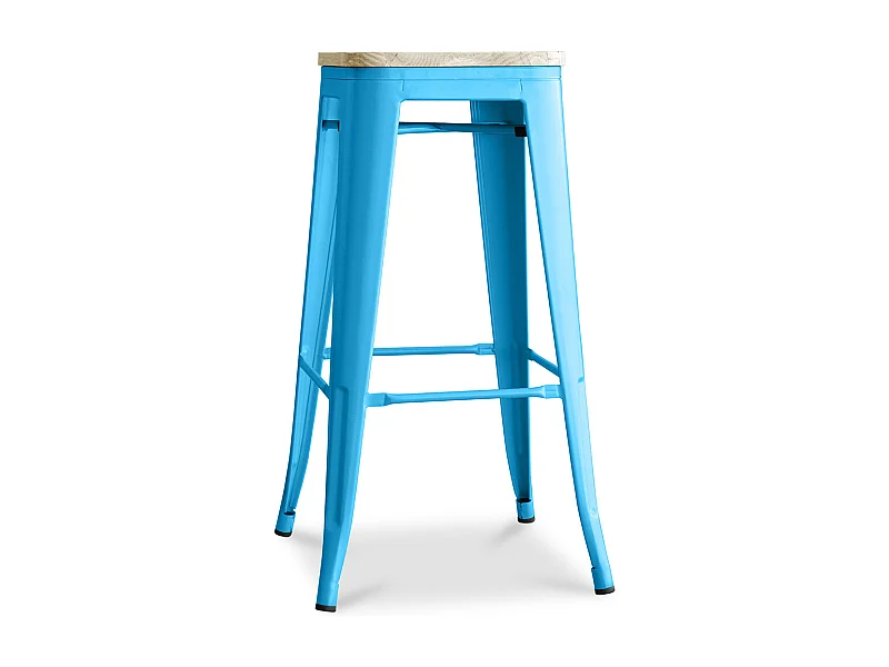 Tabouret de Bar - Design Industriel - Acier & Bois - 76cm - Stylix Turquoise