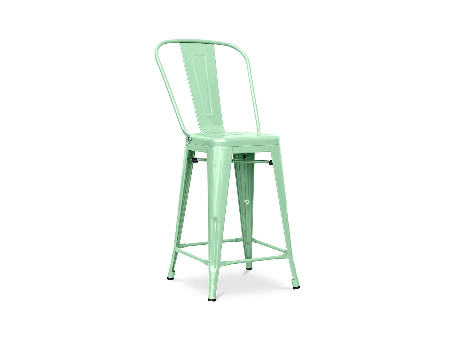 Tabouret de bar avec dossier - design industriel - 60cm - Stylix Menthe