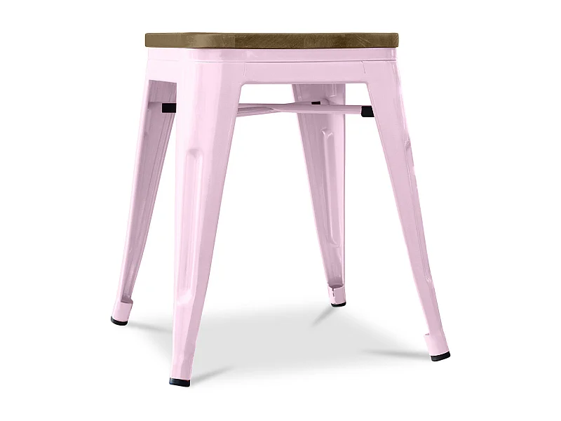 Tabouret Design Industriel - Bois et Acier - 45cm -Stylix Rose pâle